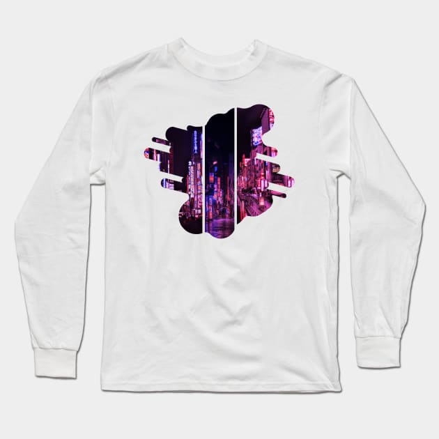 Aesthetic Japanese CIty Collage Long Sleeve T-Shirt by GreenCorner